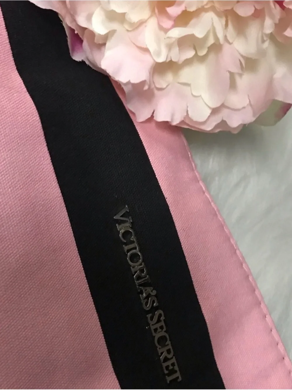 Victoria's Secret Pink and Black Striped Tote